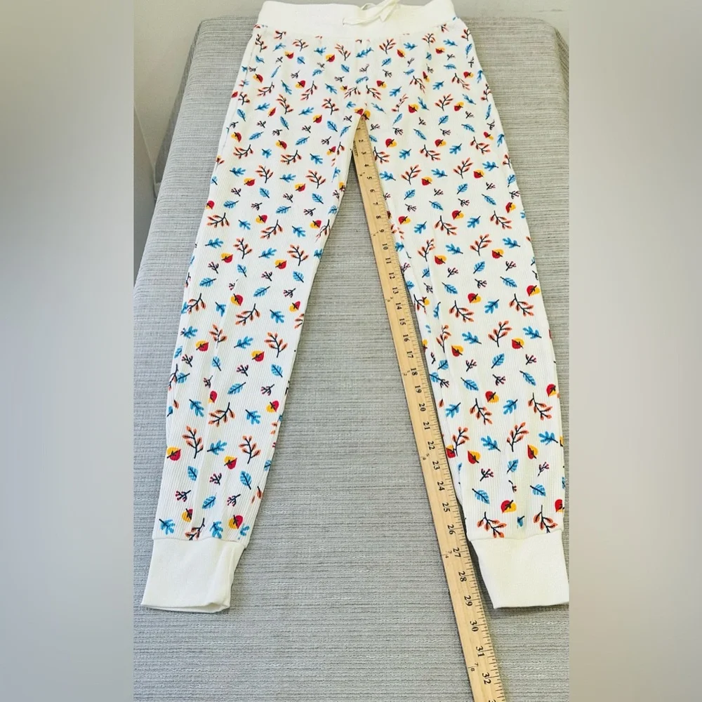 ALDI GEAR Ladies Pajamas Small Fall Edition Waffle‎ Knit white floral